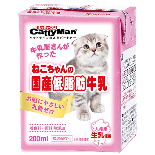 ドギーマン　 ねこちゃんの国産牛乳 低脂肪200ml【猫 ミルク・ドリンク】