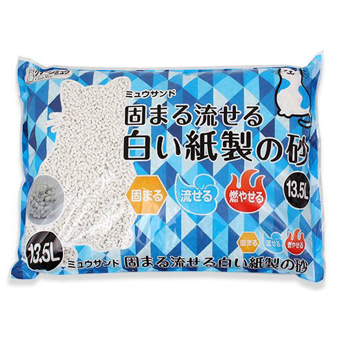 シーズイシハラ 固まる流せる白い紙砂 13.5L【猫 猫砂】